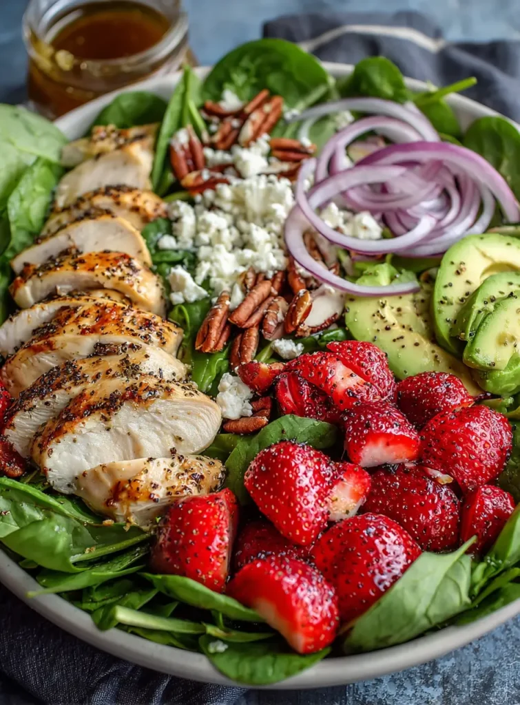 Strawberry Chicken Spinach Salad Recipe | 5-Star Fresh Favorite 4 Strawberry Chicken Spinach Salad